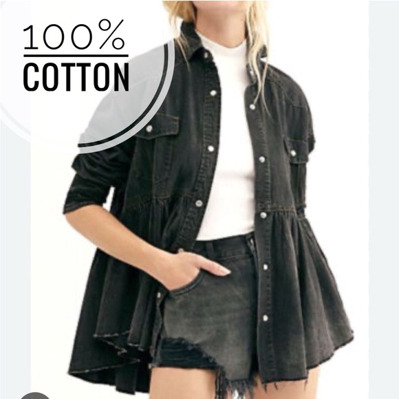 Q977 black corduroy babydoll jacket - Picture 1 of 10